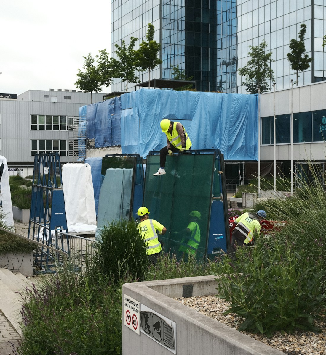 Bouwploeg op de bouwplaats